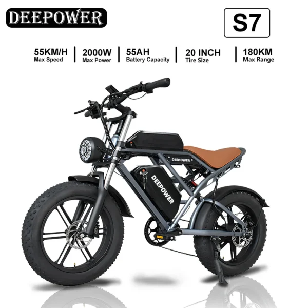 DEEPOWER S7 2000W 48V 55Ah 55km/h >60km 20" elektriline maastikuratas