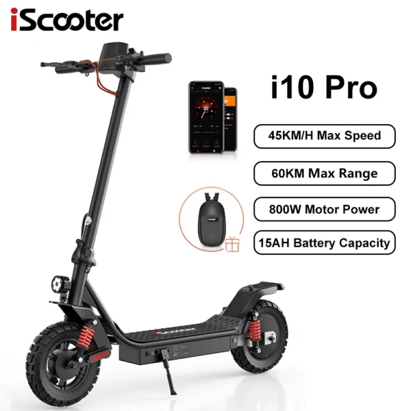 iScooter i10Pro 800W 48V 15Ah 45km/h 60km 10" kokkupakitav elektriline tõukeratas