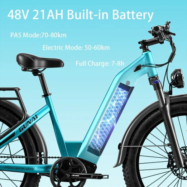 GUNAI-V 1000W 48V 21Ah 50km/h >60km 26" elektriline maastikuratas - Image 2