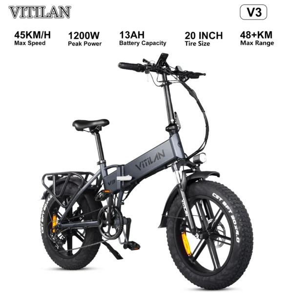 VITILAN V3 1200W 48V 13Ah 45km/h 60km 20" elektriline maastikuratas